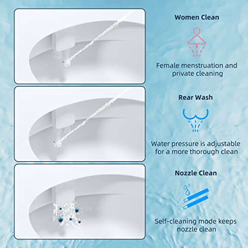 Hibbent Toilet Seat Bidet with Self Cleaning Dual Nozzle, Hot and Cold Water Spray Non-Electric Mechanical Bidet Toilet Attachment for Rear or Female Washing, Black