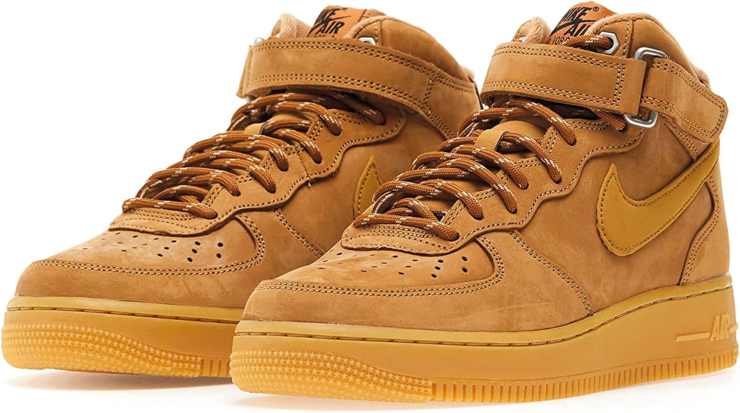 Nike Men's Air Force 1 Mid Basketball Sneakers, Flax/Wheat-gum Light Brown, 9.5