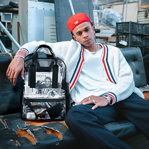 mommore Clear Backpack Heavy Duty Transparent backpacks with Widened Handle Thick PVC See-Through Bookbags for School, Work