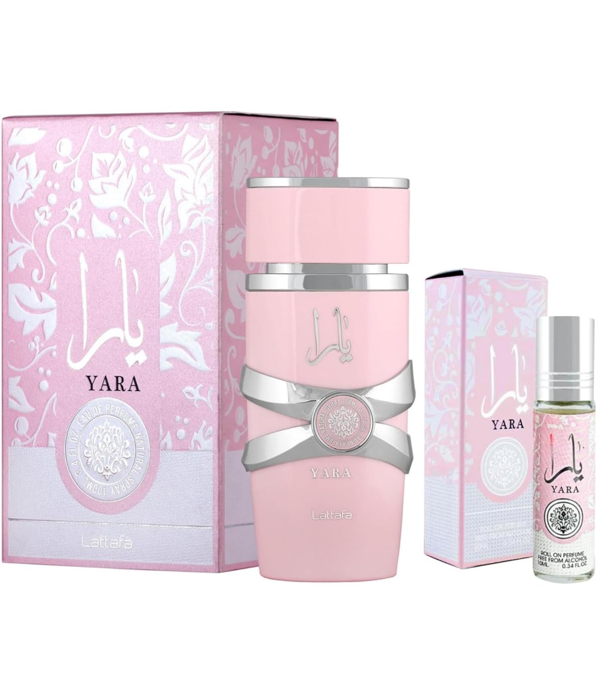 Lattafa Yara Bundle: EDP 3.4 Fl Oz + Concentrated Perfume Oil 0.34 Fl Oz