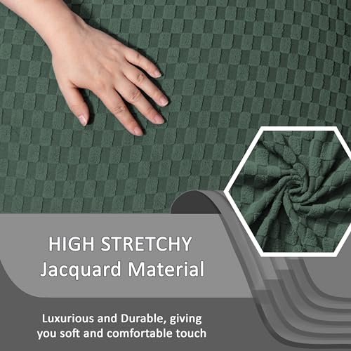 ULTICOR Reclining Love Seat with Middle Console Slipcover, 8-Piece Jacquared Stretch Loveseat Reclining Sofa Covers, 2 seat Loveseat Recliner Cover, Thick, Soft, Washable, (Dark Grey)(Style 1)