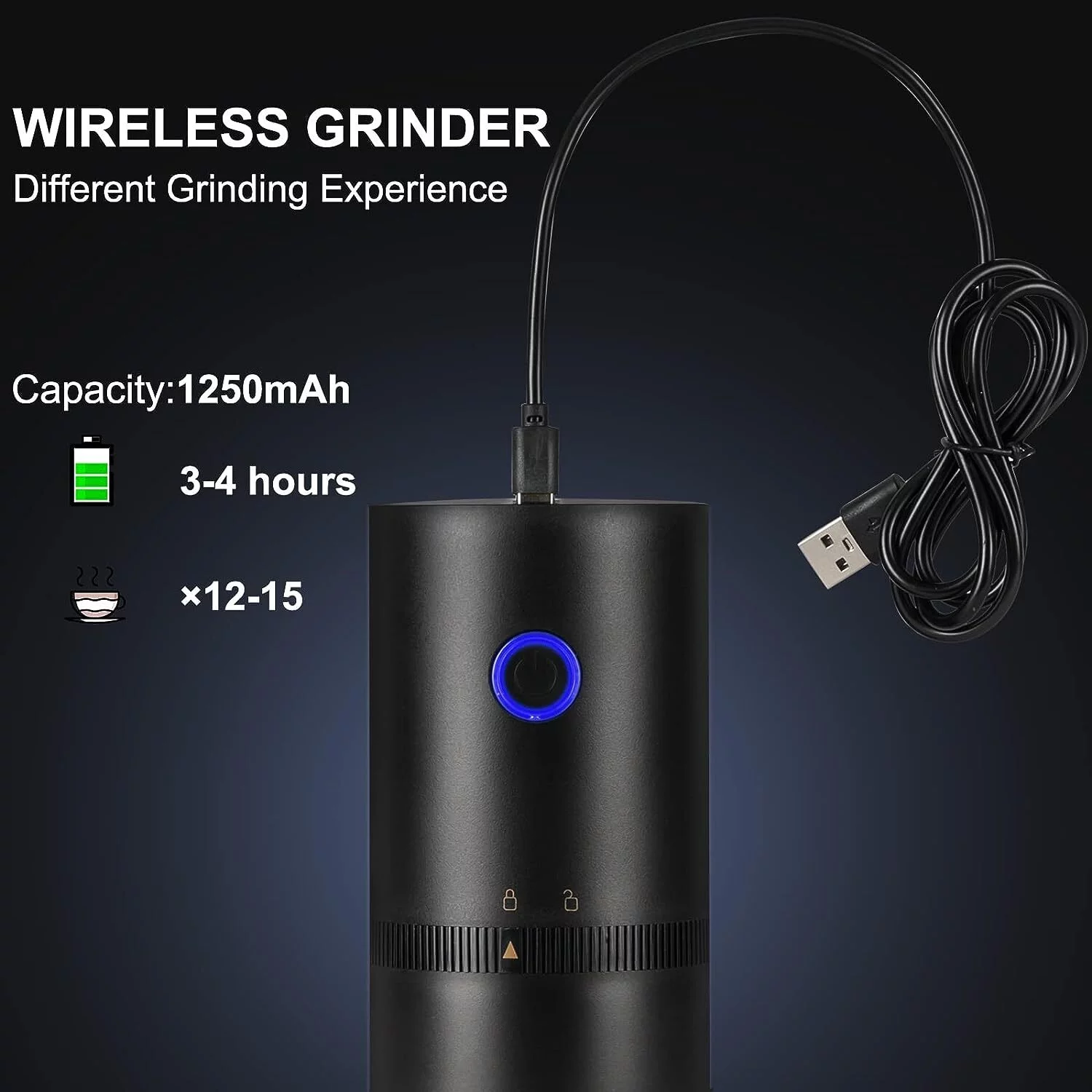 AOWEE Coffee Grinder Electric Burr, Small Cordless Coffee Grinder Mini with Multi Grind Setting, Portable Coffee Bean Grinder Automatic for Camping/ Drip/ Espresso/ Pour Over French Press, USB