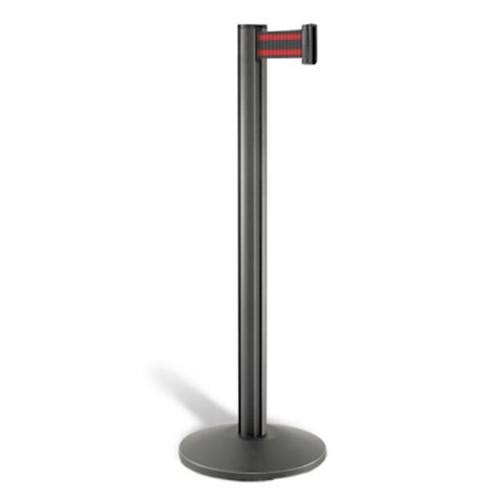 Lavi Industries 50-3000WB-BR Beltrac 3000 7 ft. Retractable Belt Stanchion - Black with Red Stripe
