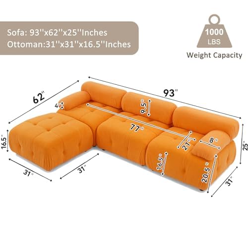 Boucle Bubble Corduroy Cloud couches Couch Modular Cloud Sofa Modern sectional, Teddy Fabric Comfy sectional couches for Living Room dupes Living Room (Beige)