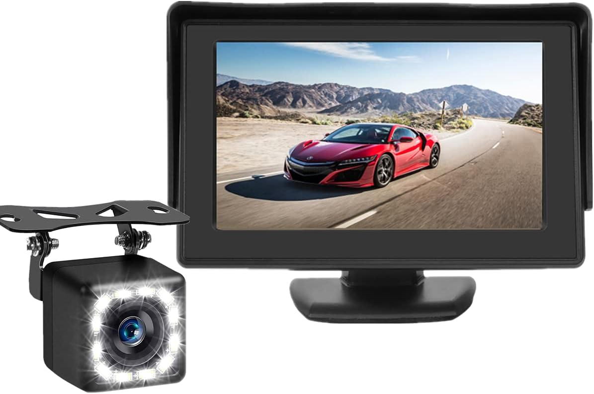 Wireless Backup Camera - 4.3 Inch Car Monitor Rear View Camera : FHD 1080P Waterproof Reversing Camera & Stable Digital Wireless Signal for Cars Van SUV Sedan Car MPV