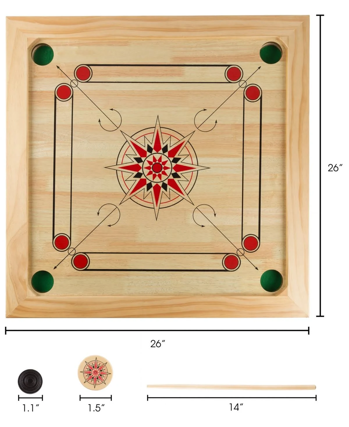Hey! Play! Carrom Board Game Classic Strike and Pocket Table