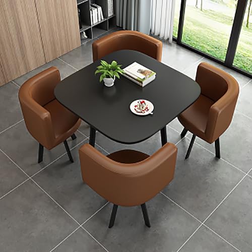 Square Dining Table Set with Chairs,Compact Kitchen Table and 4 Chairs,Modern Conference Table with Chairs,reception Table for Meeting Room,kitchen Table Furniture Breakfast Table