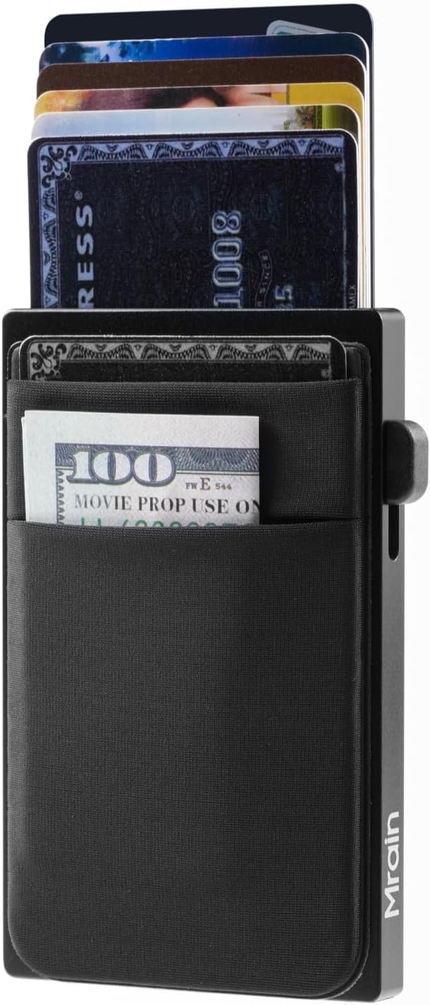 Slim Wallet for Men | Aluminum Card Holder | Minimalist Metal Pop Up Wallet | RFID Blocking | Coin and Cash Pocket | Ultra Slim | Gift for Him