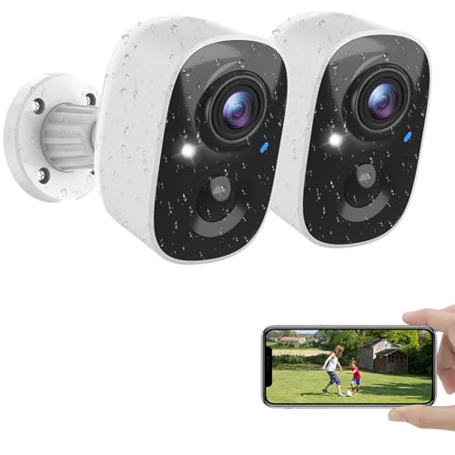 Security Cameras Wireless Outdoor, Outside Cameras for Home Security with AI Motion Detection, Recharge Battery Powered, 2K Color Night Vision, IP66 Weatherproof, 2-Way Talk, SD/Cloud Storage