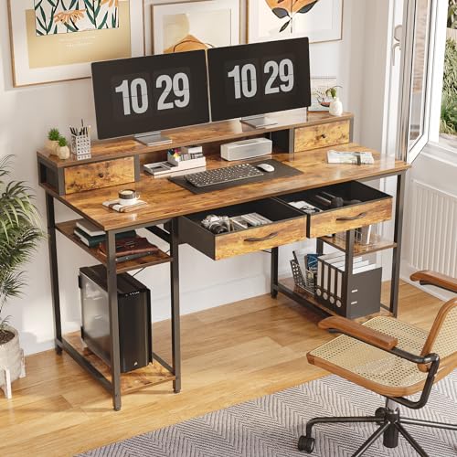 Treesland 55 Inch Computer Desk with Monitor Shelf, 24