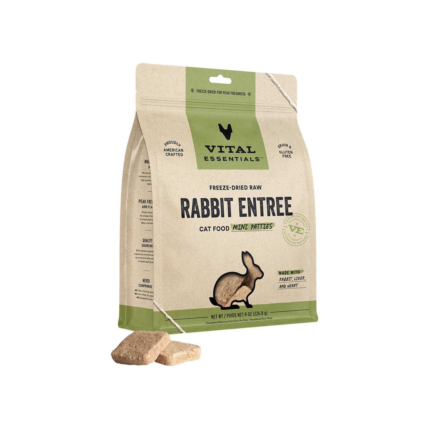 Vital Essentials Freeze Dried Raw Rabbit Entree Cat Food Mini Patties - Pet Supplies online store