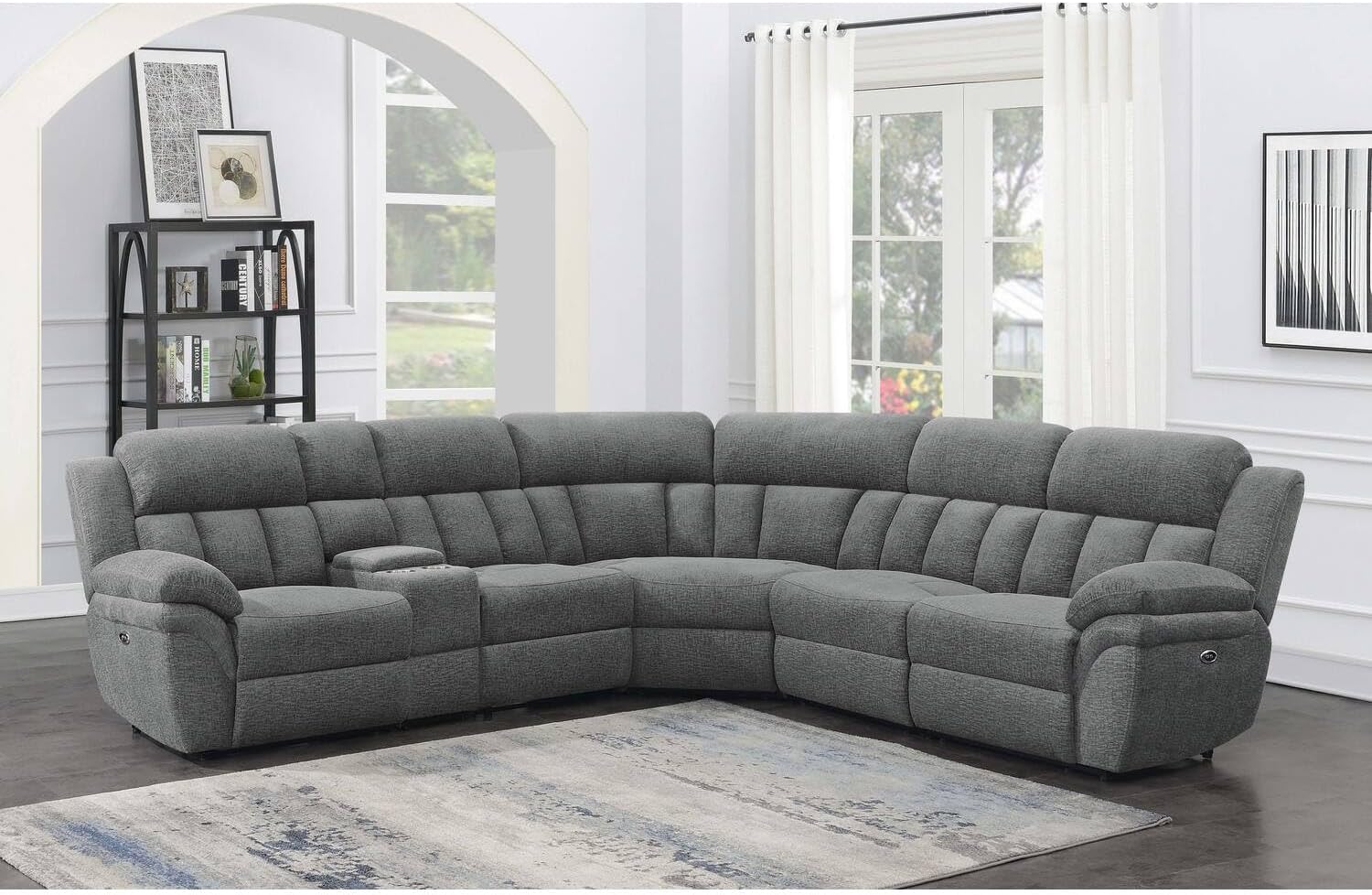 Coaster Home Furnishings Bahrain 6-Piece Upholstered Power Sectional Charcoal