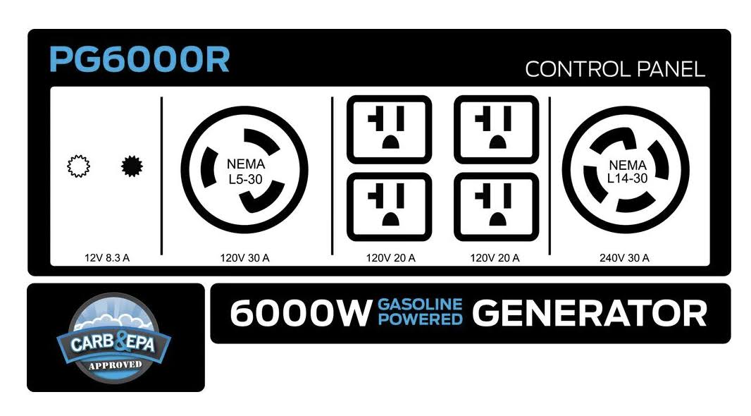 Pulsar 6,000 Peak Watt Gas-Powered Carb Approved Portable Generator