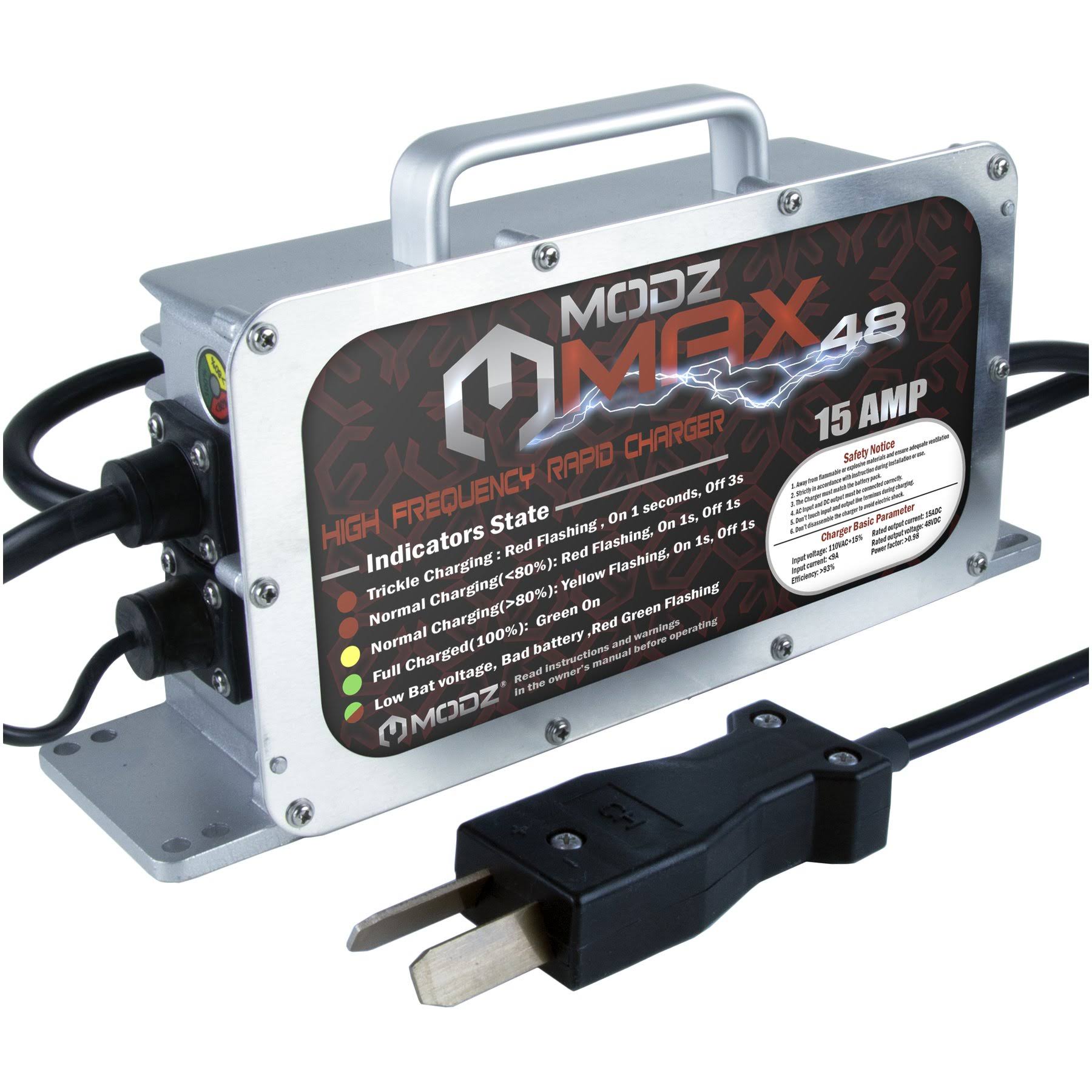 Modz Max48 15 Amp Charger for 48 Volt Golf Carts with Crowfoot Plug, Size: 36V