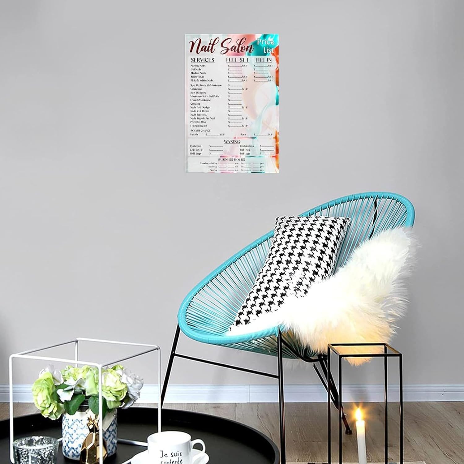 Hair Salon Nail Salon Price List Art Poster Styling Shop Price List Poster Barber Shop Wall Decoration (6) Canvas Poster Wall Art Decor Print Picture Paintings for Living Room Bedroom Decoration Unfra