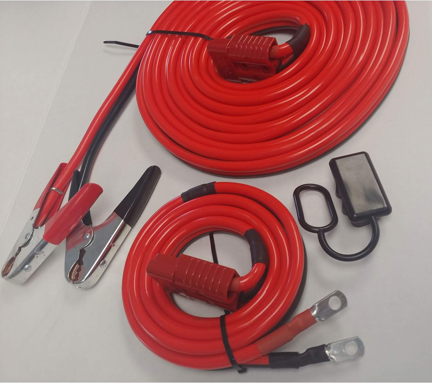 1GA 32FT Permanent Installation kit Jumper Battery Cables with QUICK-CONNECT Plug 32Ft Booster Jump-Start Pack of 2