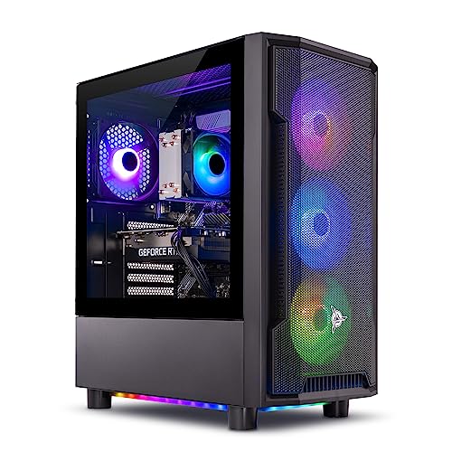 Skytech Nebula Gaming PC Desktop, Ryzen 5 5600 3.5 Ghz (4.4GHz Turbo Boost), NVIDIA RTX 3050 6GB GDDR6, 1TB SSD, 16GB DDR4 RAM 3200, 650W Gold PSU, Wi-Fi, Win 11 Home