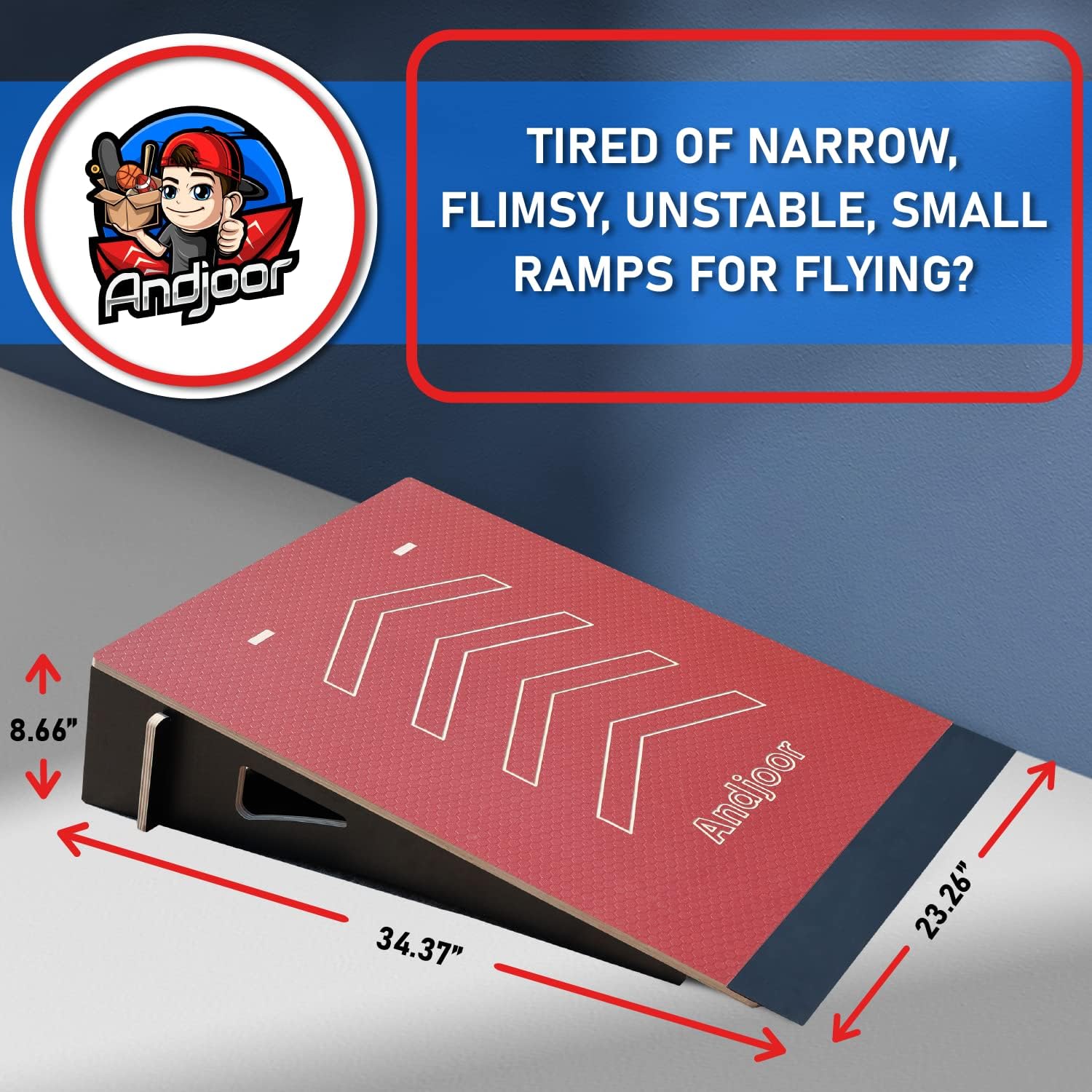 Andjoor Skateboard ramp Bike ramp Scooter ramp Skate ramp RC ramp BMX ramp RC car ramp Dirt Bike ramps for Kids Jumping - Skateboard Accessories for Boys and Girls with Skateboard ramps and Jumps