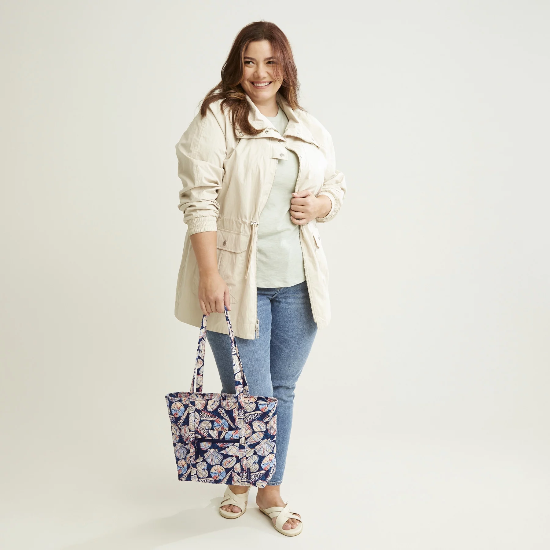 Vera Bradley Women's Recycled Cotton Small Vera Tote Bag Black Bandana Medallion