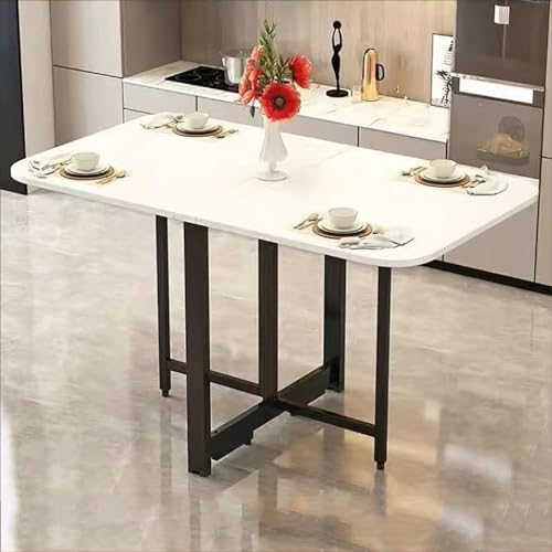 Folding Drop Leaf Dining Table, Wooden Folding Kitchen Table, Multifunctional extendable Table, Mobile Folding Table, Foldable, Expandable, Space-Saving Furniture, Foldable into 3 Shapes