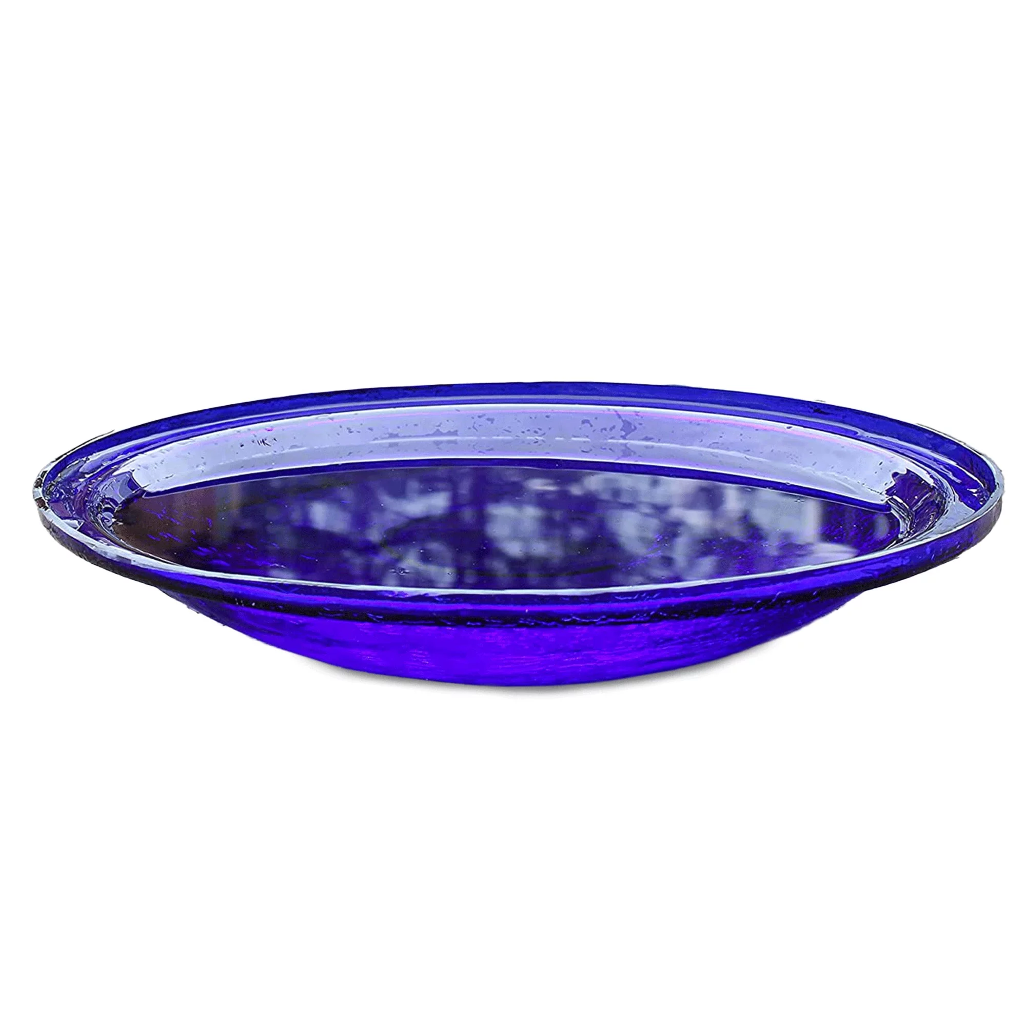 Achla Designs 14 In Crackle Glass Bowl and Birdbath Decoration, Cobalt Blue