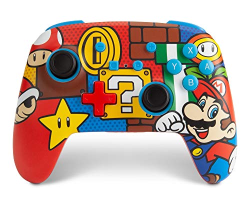 PowerA Enhanced Wireless Nintendo Switch Controller - Mario Pop, Rechargeable Switch Pro Controller, Immersive Motion Control, Officially Licensed by Nintendo (Amazon Exclusive)
