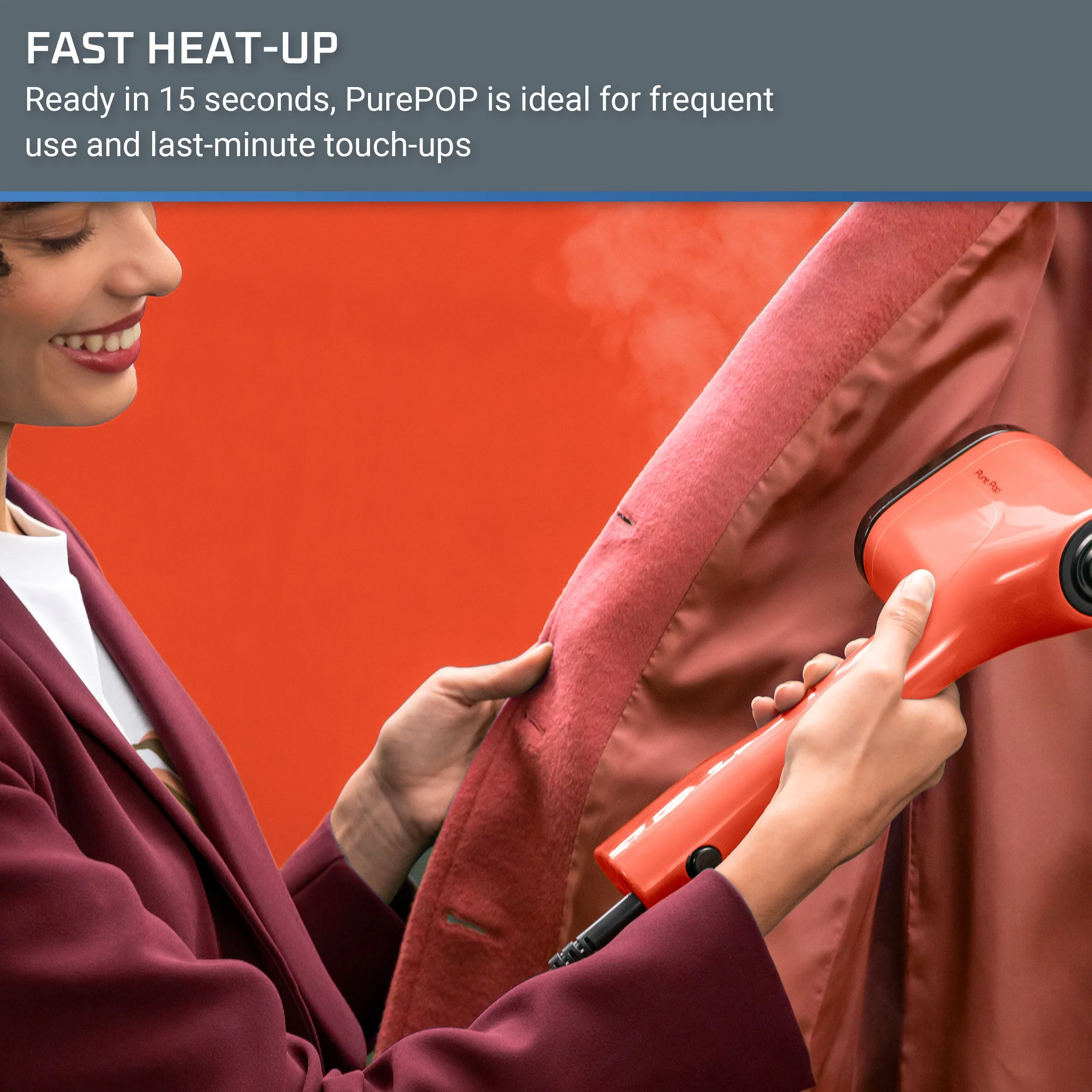 Handheld Garment Steamer for Clothes Pure Pop Red