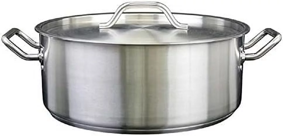 15 Quart Stainless Steel Brazier With Cover, Braising Pan With Lid, Professional Braiser