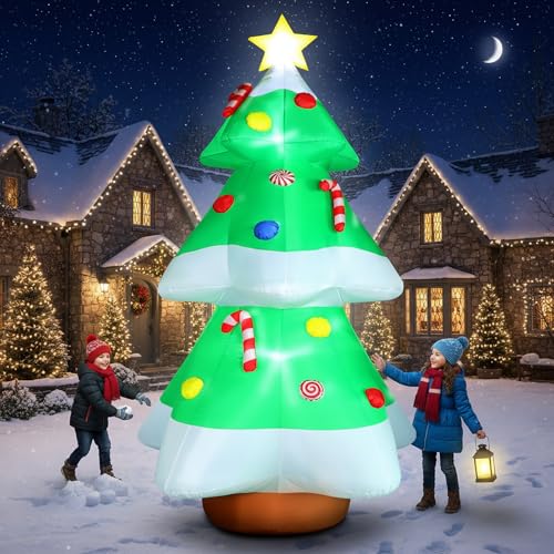 8 FT Christmas Inflatable Santa Claus Outdoor Decors for Yard, Xmas Blow up Santa Decoration with Gift Bag, Built-in LED Lights for Garden Patio Lawn Home Indoor Outside Winter Holiday Party