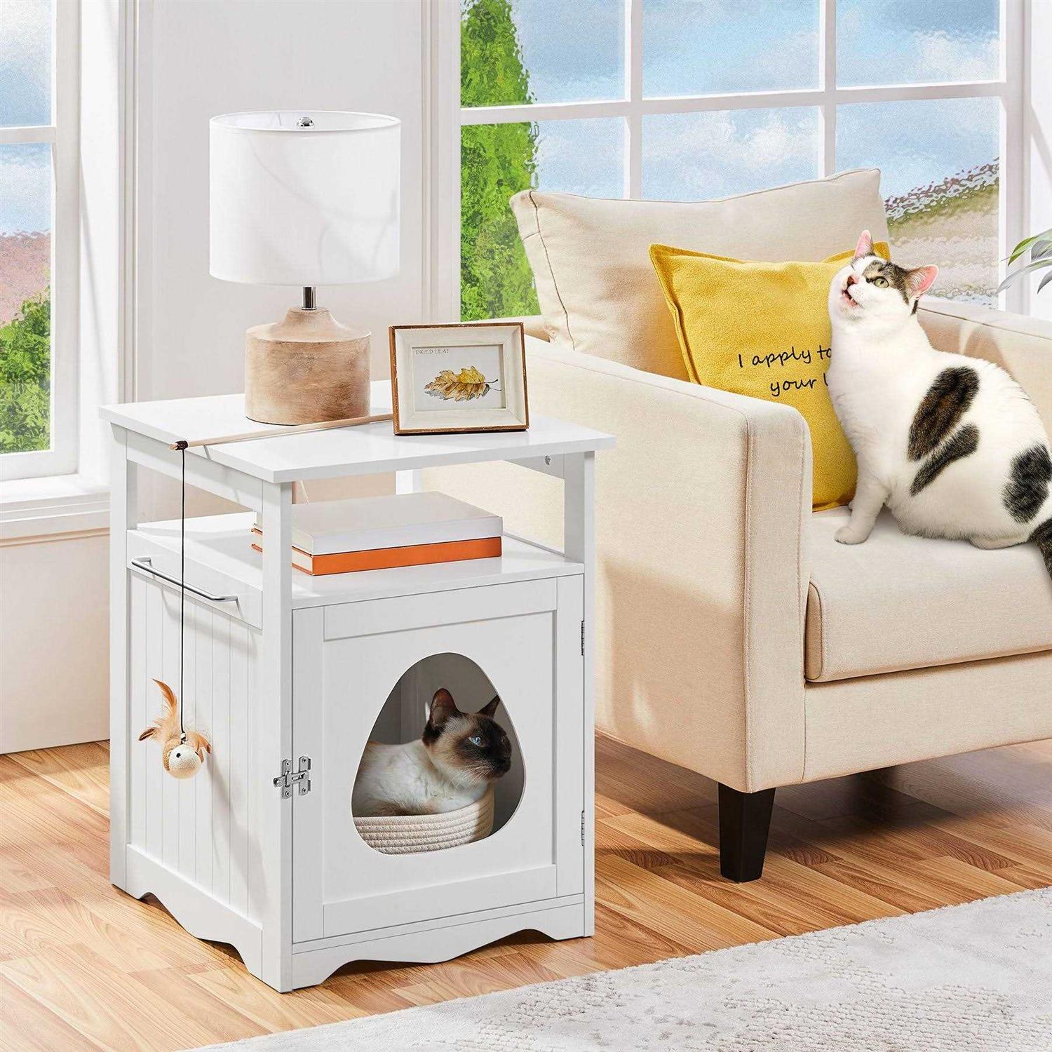 Yaheetech Box Furniture with Open Shelf Cat Litter Box - Pet Supplies online store