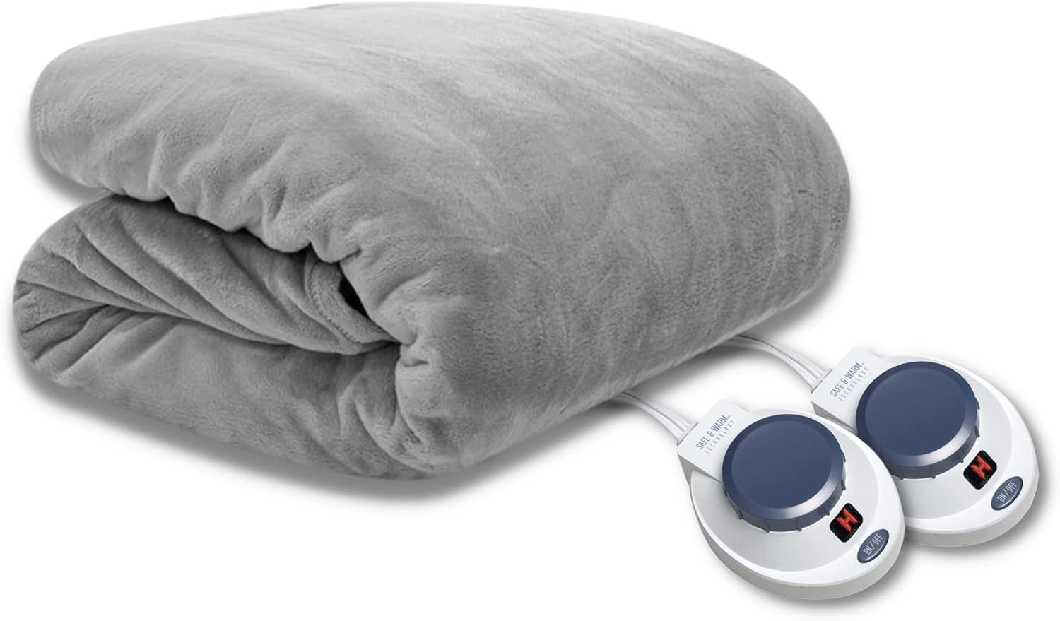 Perfect Fit SoftHeat - King Micro-Fleece Heated Blanket - Luxuriously Warm & Soft Electric Blanket, Patented Low-Voltage Technology (Grey, King)