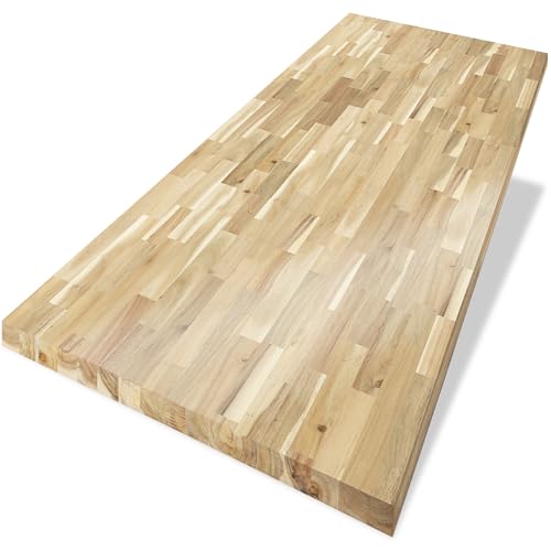 4ft L x 30in Acacia Butcher Block Table Top, Desktop, Unfinished Solid Wood Butcher Block Countertop for DIY Desktop/Coffee Table/Workbench, 1.5in Thick