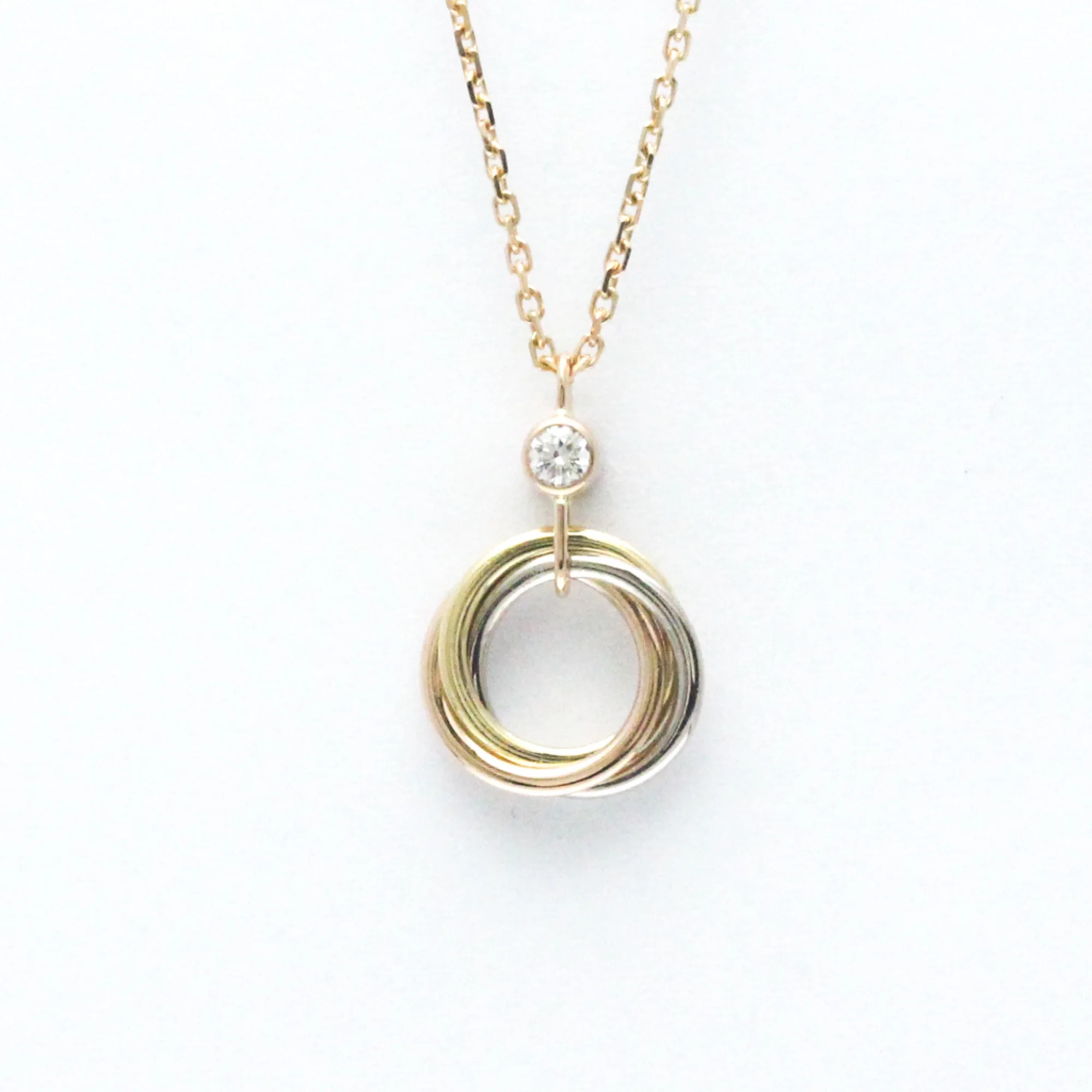 Pre-Owned Cartier Trinity De Cartier B7223500 Pink Gold (18K),White Gold (18K),Yellow Gold (18K) Diamond Men,Women Fashion Pendant Necklace Carat/0.04 (Gold) (Good)