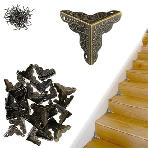 100PCS Stair Dust Corners Decorative Stair Dust Corners for Wooden Steps Antique Dust Corners for Stairs Corners for Stairs Home Decor (A, One Size)