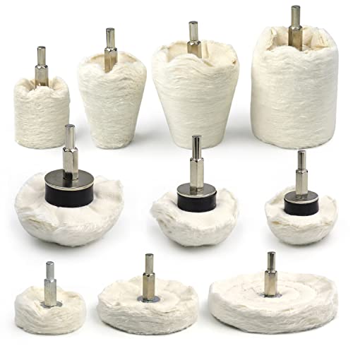 WORKEASE Buffing Wheel for Drill 2, Flannelette Polishing Wheels Mixed Polish Head Kit with 1/4'' Shaft for Car Wheel Aluminum Stainless Steel Chrome Manifold Washing & Polishing