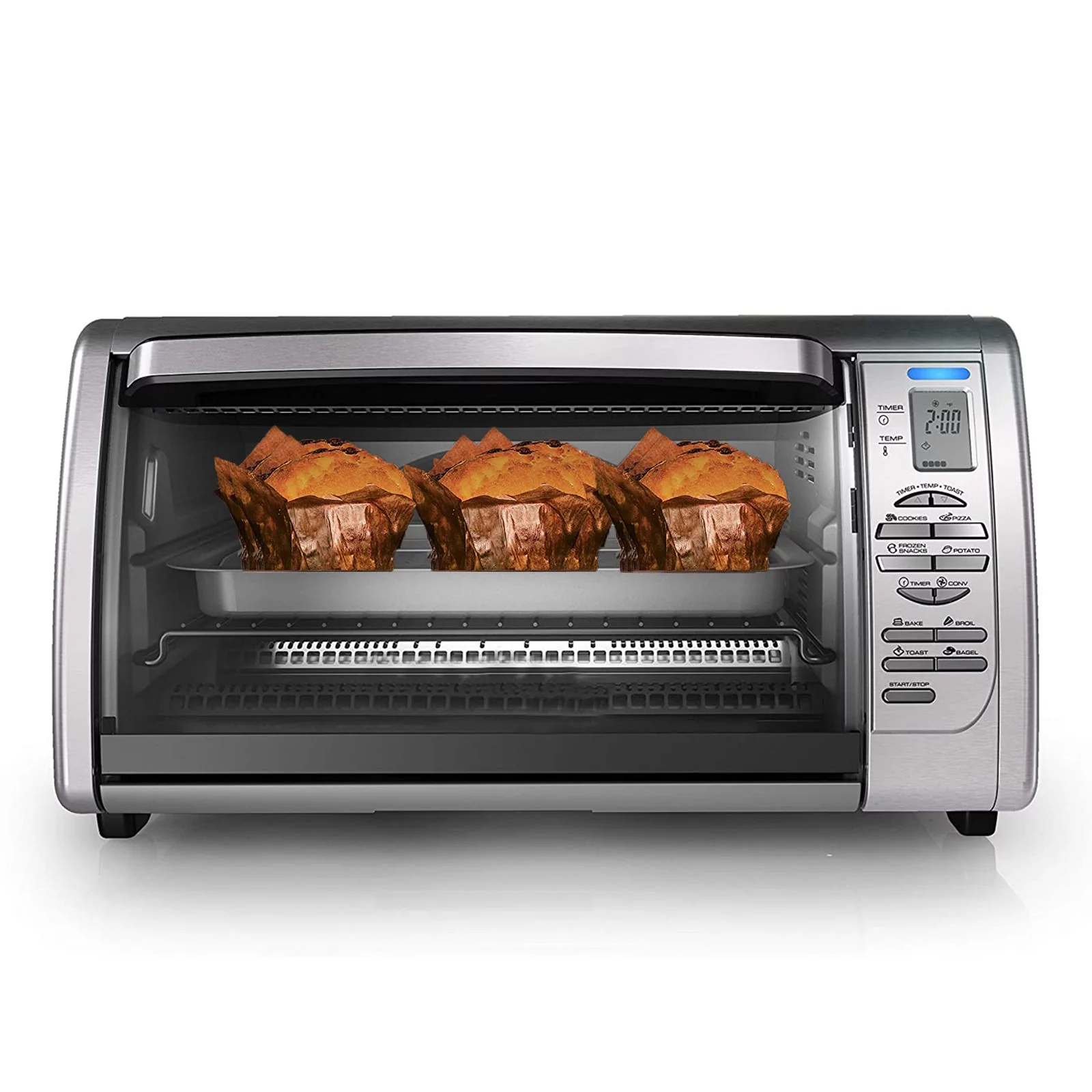 Countertop Convection Toaster Oven - for Bake Broil and Toast (Silver)