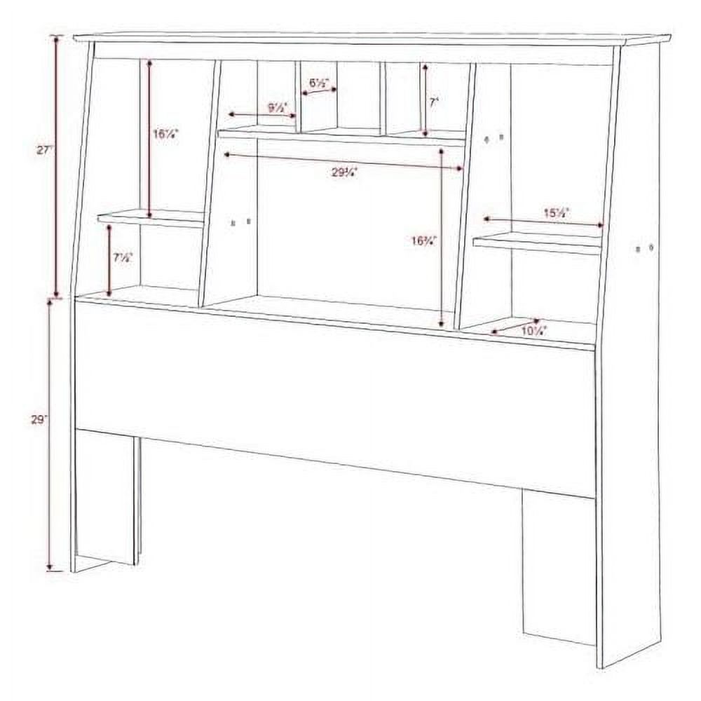 Modern Wood Slant-Back Tall Full Queen Bookcase Headboard In Black