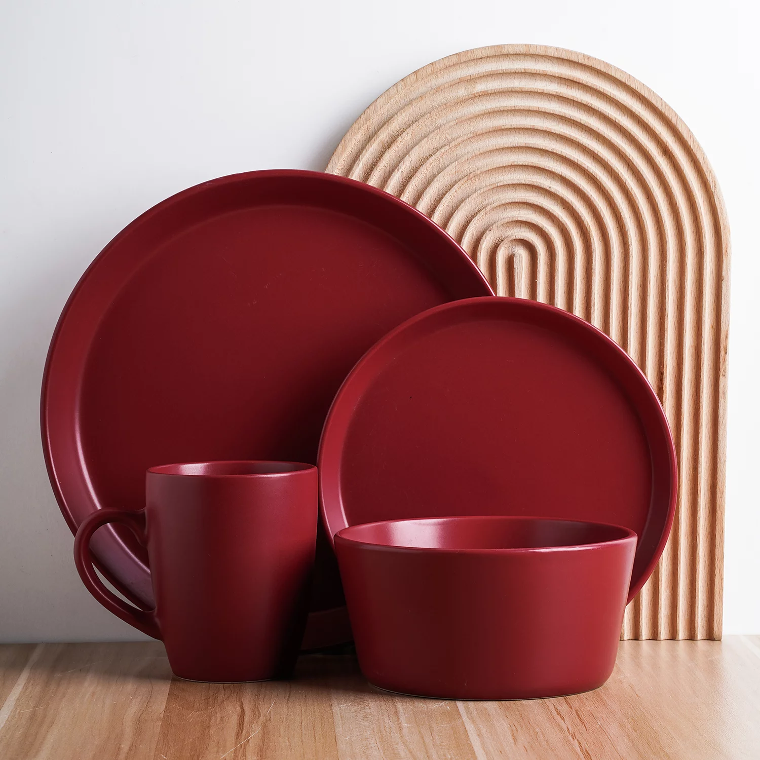 Stone Lain Michelle 32-Piece Dinnerware Set Stoneware, Red