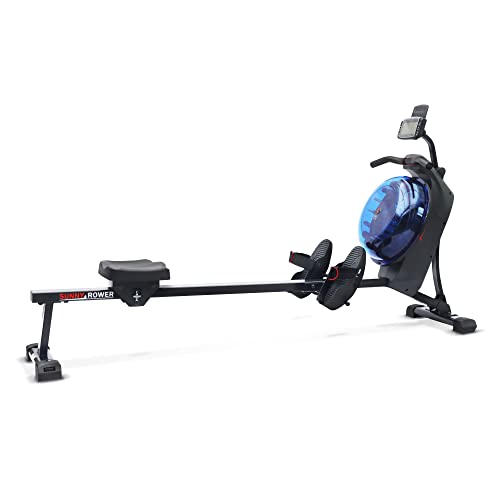 Sunny Health & Fitness Elite Water Rowing Machine with High Dynamic Resistance Vertical Tank, Low-Impact Full-Body Workout and Optional Free SunnyFit App Connectivity