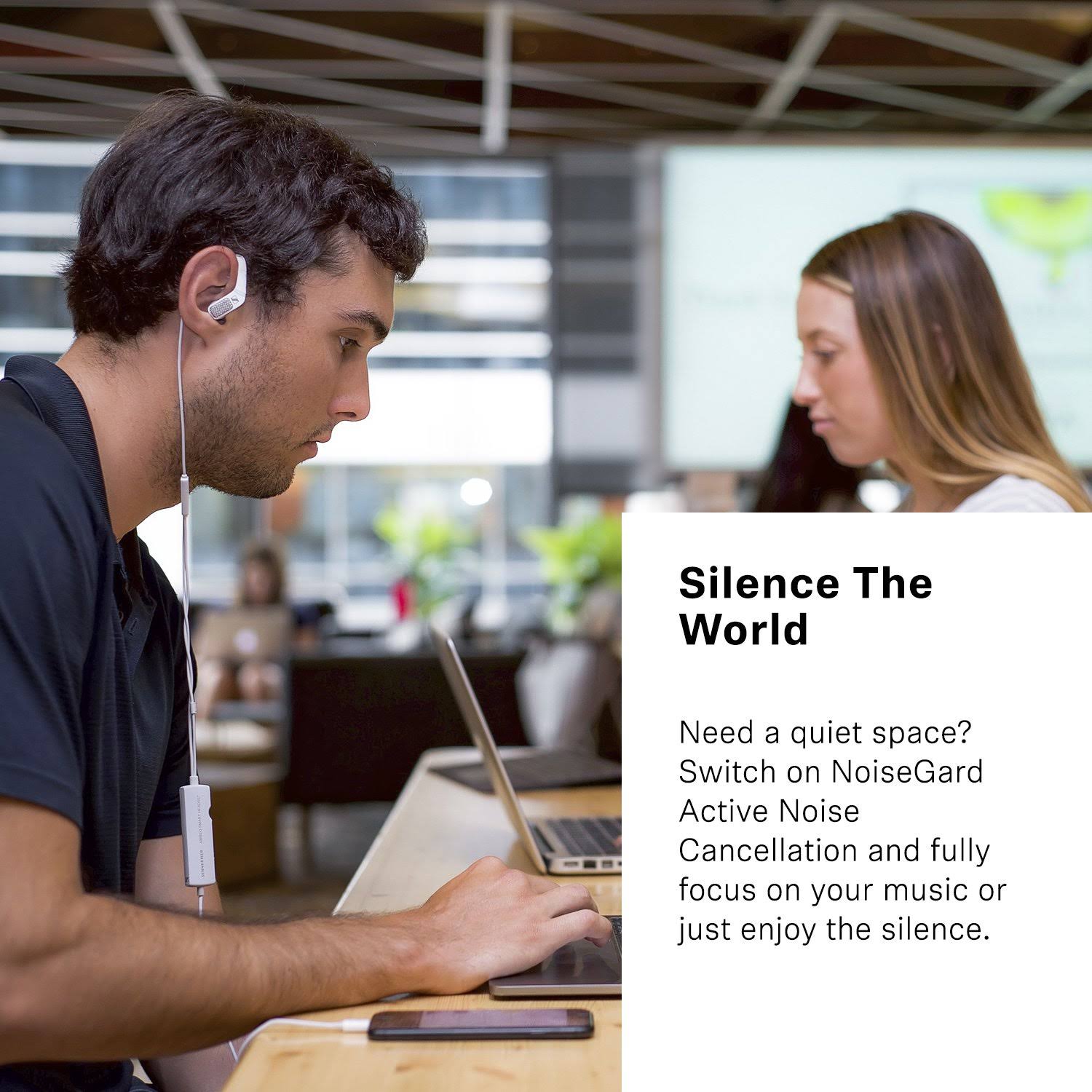 Sennheiser AMBEO SMART HEADSET In-Ear Earphones with Mic - Noise-Canceling - White