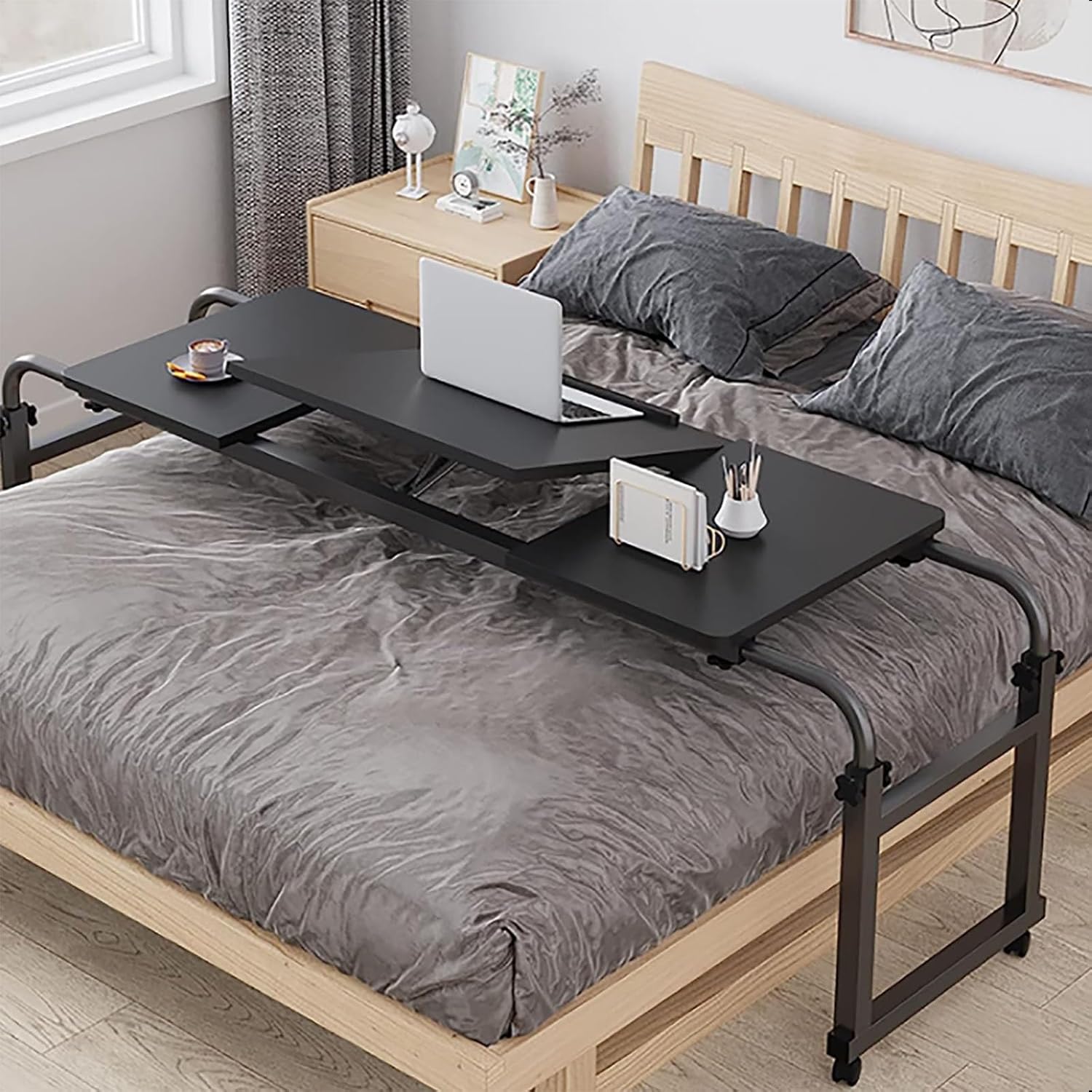 Over-Bed Tables, with Wheels Height and Length Adjustable Rolling Mobile Laptop Cart Desk for Home and Hospital Use