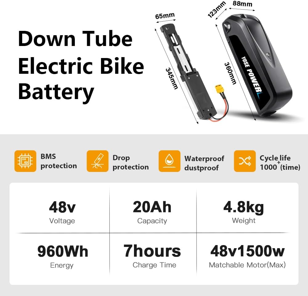 1500W Bicycle Battery 48V 1500W Ebike Battery 48 volt E bike Battery 48V 20Ah Electric Bike Battery with 40A BMS and USB Port