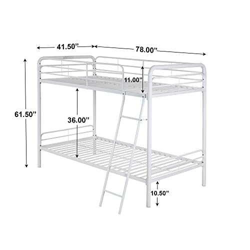 Better Home Products Twin Over Twin Metal Bunk Bed in Black