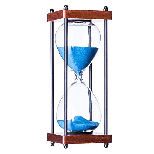Large Hourglass Timer 60 Minute, Decorative Wooden Sandglass, Black