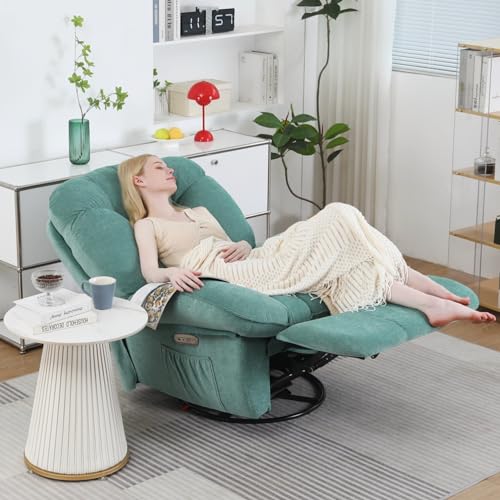 EDWELL Power Recliner Chair with Heated and Massage, Modern Swivel Rocking Recliner Chairs for Adults, Small Recliner Single Lounge Chair with USB,USB-C Ports for Living Room, Bedroom
