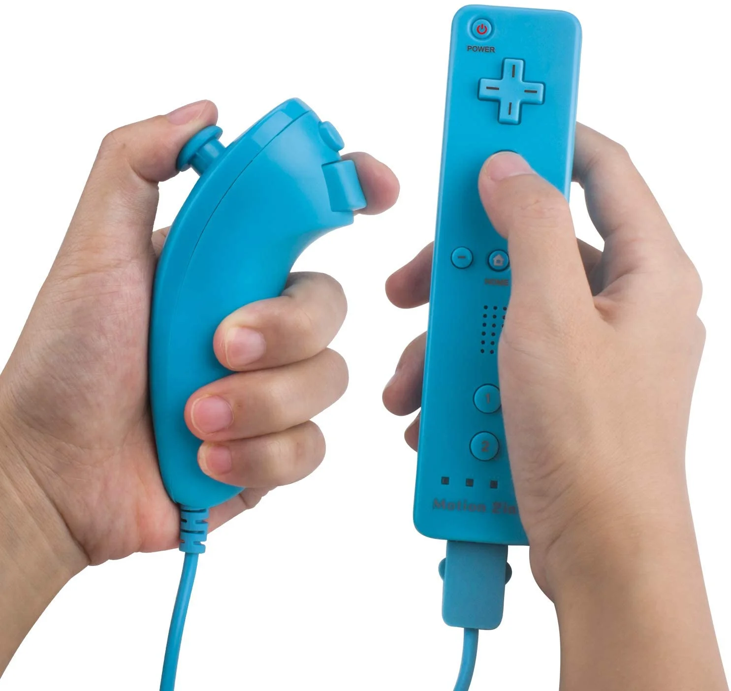 Nintendo Wii White Gaming Console With 2 Waterblue Gaming Controller + Head Set BOLT AXTION Bundle Like New