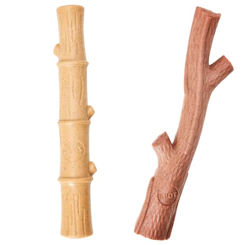 SPOT Bambones Bamboo Plus Bamboo Stick 2 Pack Bundle – Easy Grip Durable Dog Chew Toy for Aggressive Chewers & Puppies –A Non Splintering Alternative to Real Wood - Large