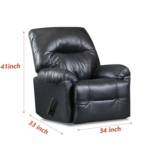 Modern Lazy Boy Recliner Chair&Recliner Chairs for Adults,Manual Reclining Chair&Rocker Recliner Chair with Footrest&Adjustable Backrest,Soft Cloud-Shaped (Leather, Black)