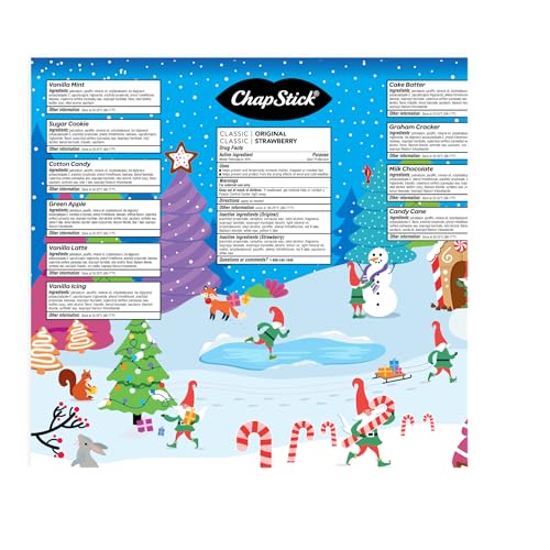 ChapStick Advent Calendar 2025 – Cozy Countdown to Christmas, Variety 12-Pack Lip Balm Gift Set, Holiday Gifts for Women, Men, Teens, Coworkers, Grandpa & Grandma Gifts, 0.15 Oz Ea