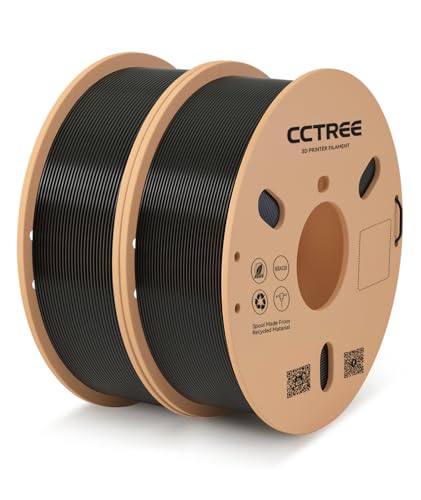 1.75mm PLA 3D Printer Filament, PLA Filament 1.75mm Bundle 2Kg for 3D Printing, Dimensional Accuracy +/- 0.02 mm, Fits Most FDM 3D Printers (Black 2-Pack)